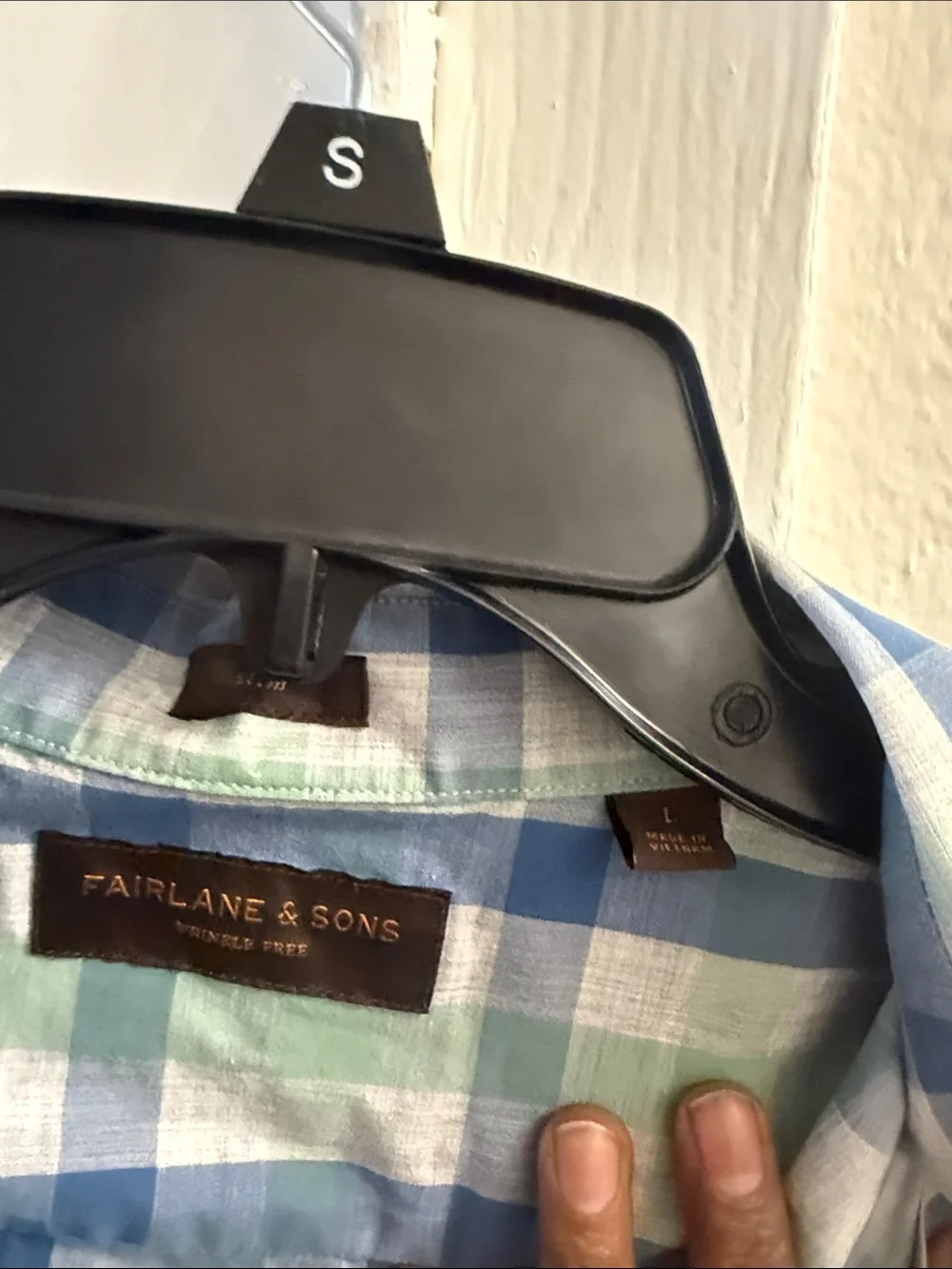 Men's Blue & Green Plaid Button-Down Shirt